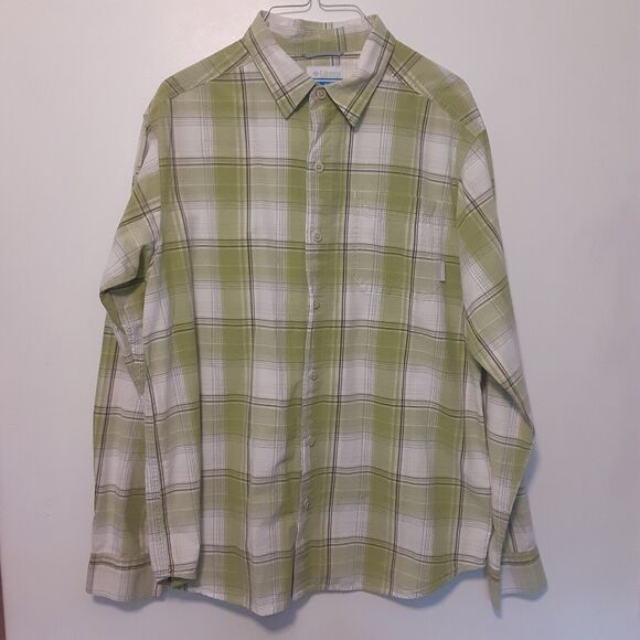 Columbia Sportswear Company Men's M Green Plaid Long Sleeve Button Up Shirt - Picture 1 of 8